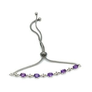 African Amethyst Sterling Silver Bolo Bracelet